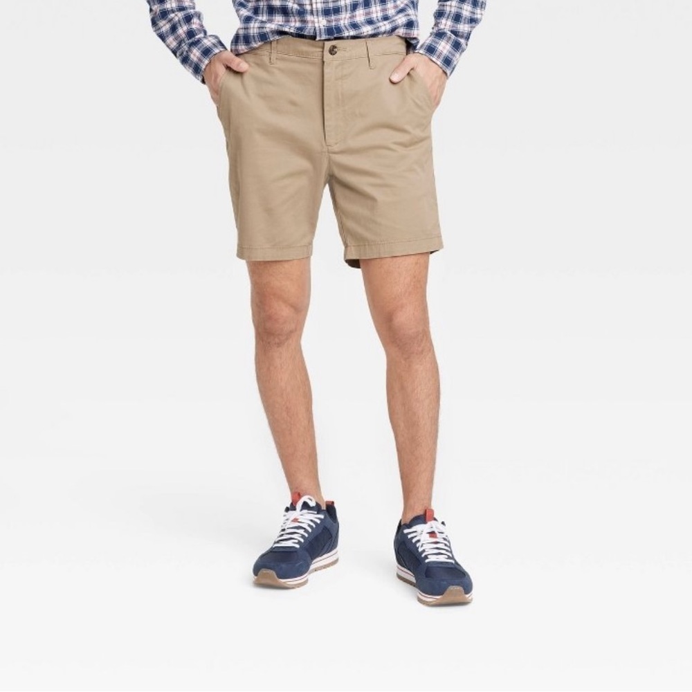 𝅺good fellow Men’s 9” Slim Fit Chino Shorts Tan